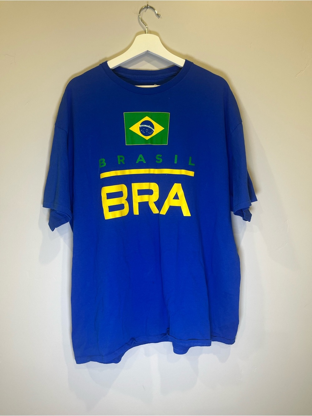 Brasil Graphic Blue Short Sleeve Tee with Yellow Print